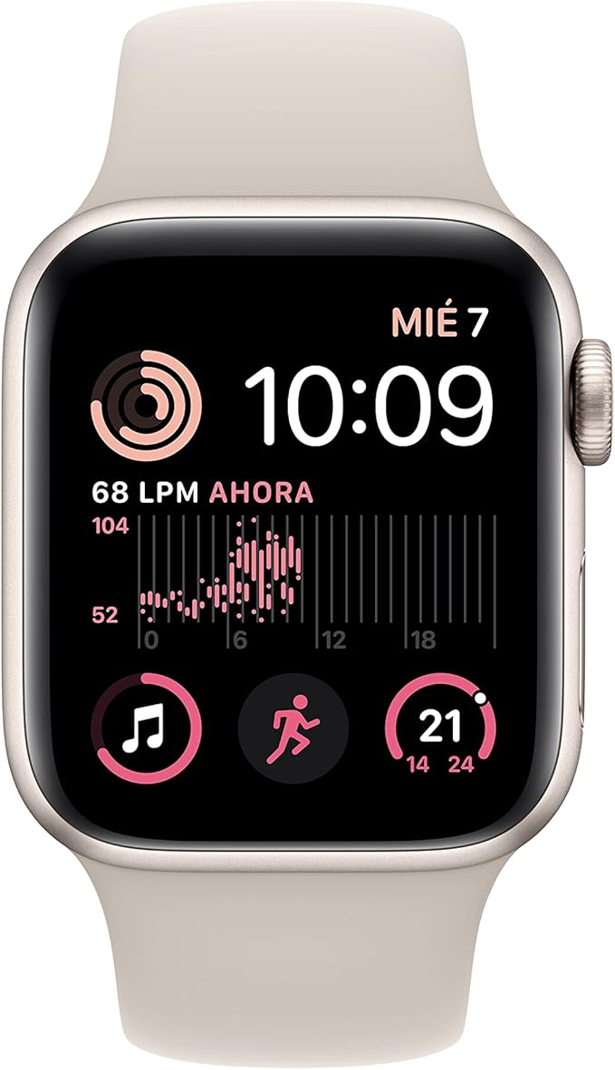 Apple Watch SE (2nd Gen) GPS 40mm Smartwatch with Starlight Aluminium Case with Starlight Sport Band (S/M). Fitness and Sleep Trackers, Crash Detection, Heart Rate Monitor, Retina Display